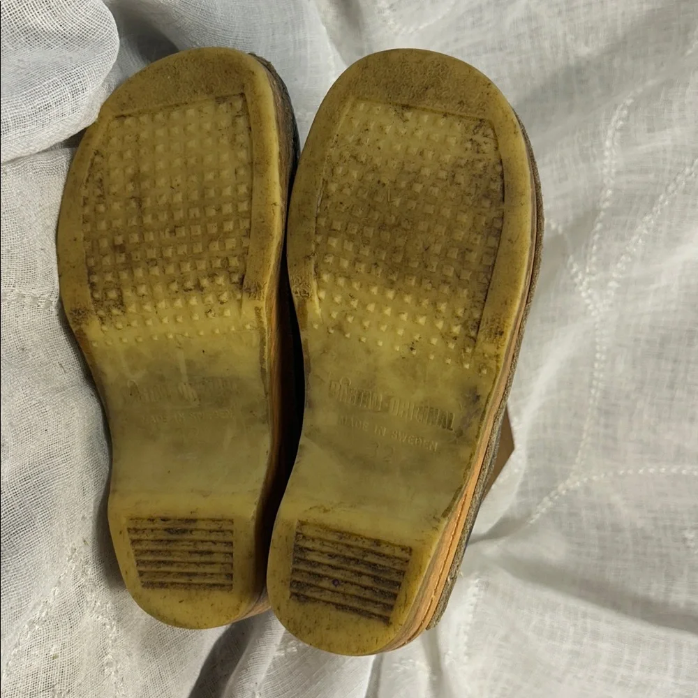 Made in Sweden leather and wood children’s clogs